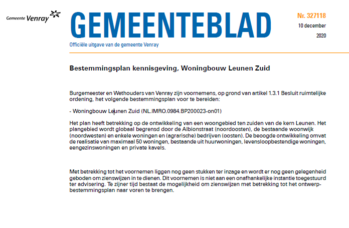 Bestemmingsplan_kennisgeving_Woningbouw_Leunen_Zuid